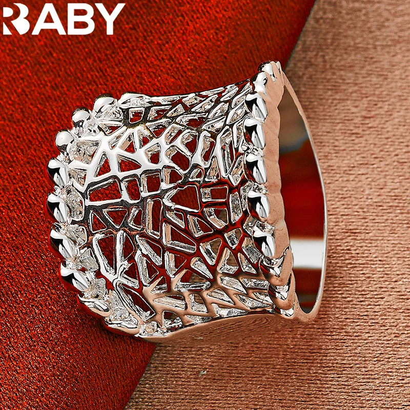 

925 Sterling Silver Concave Irregular Net Rings For Man Women Fashion Wedding Engagement Party Punk Style Thumb Ring Jewelry