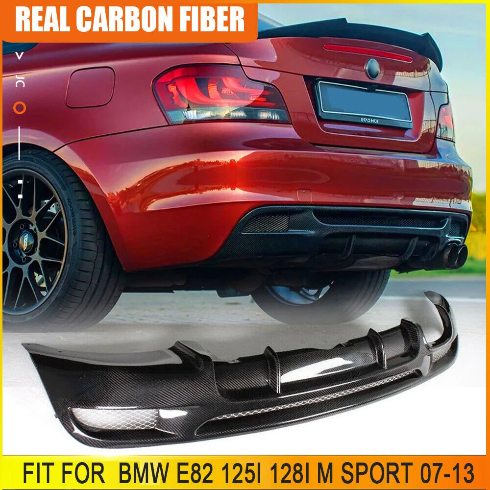 

For BMW E82 E88 135i M Sport 07-13 Rear Bumper Lip Diffuser Spoiler Real Carbon