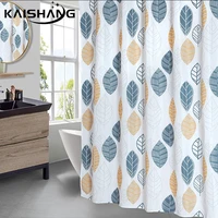Stick Figure Leaves Shower Bathroom Waterproof Polyester Printing Curtains for with Hooks