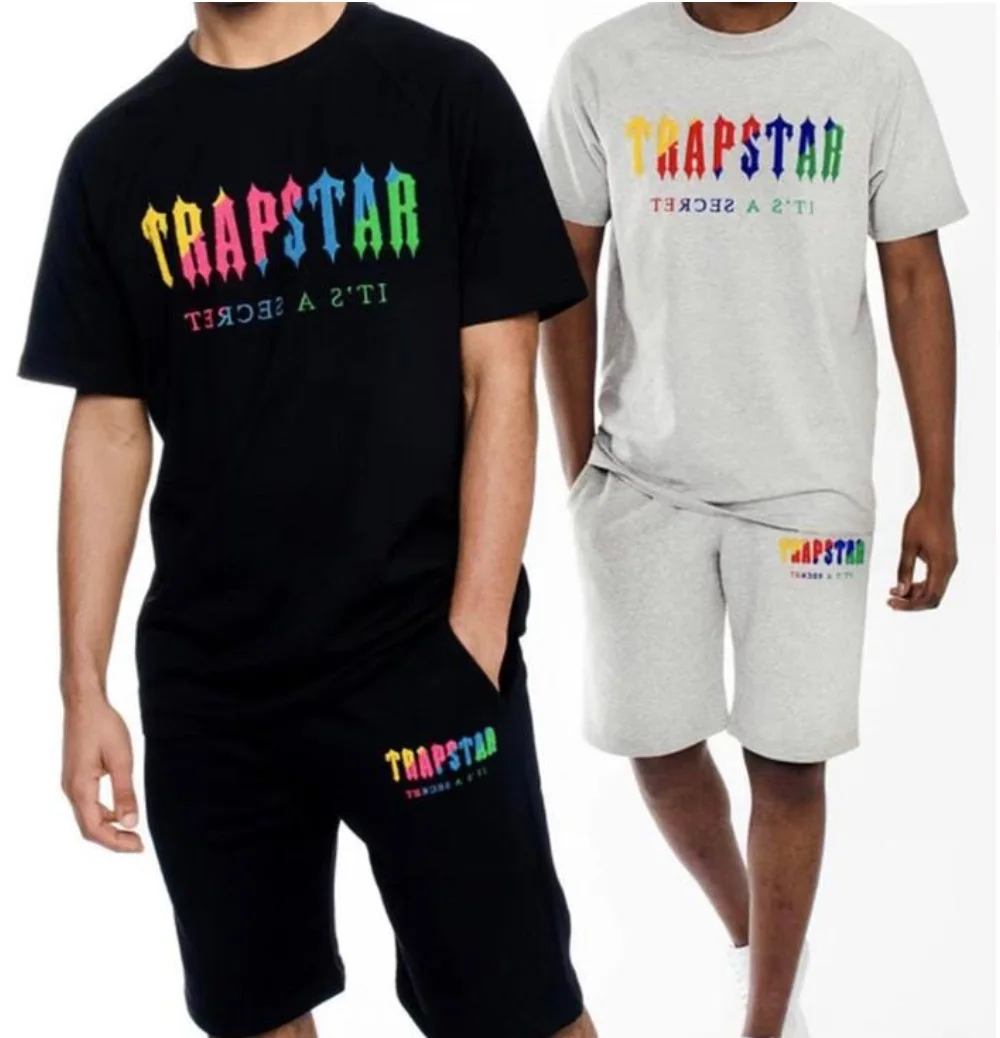 

Trapstar London Rainbow Towel Embroidery Letter Tee Men Women High Quality T-shirt Short Sleeve T Shirt Tops Streetwear
