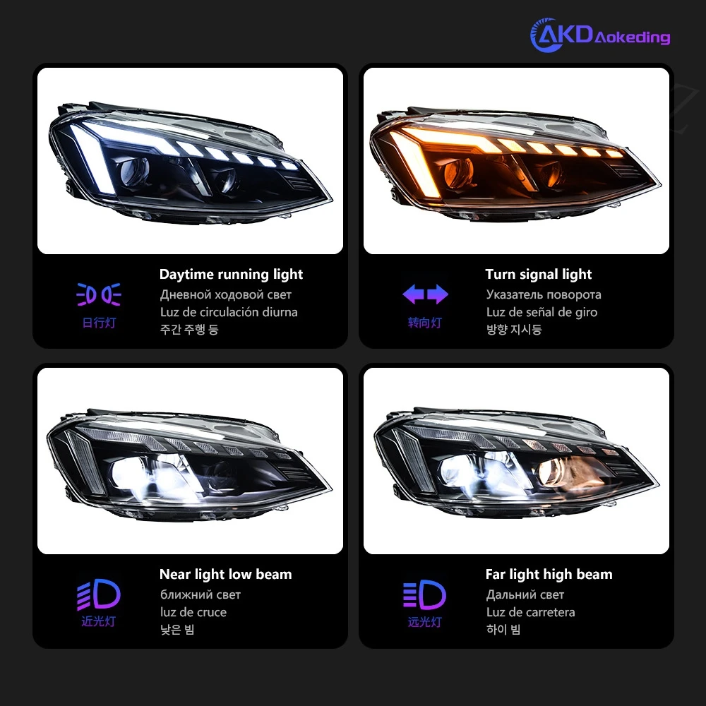 Фара для VW Golf 7 MK7 2013-2017 Авто автомобильные товары 12 В H7 LED DRL Hella 5 Ксеноновые линзы Hid