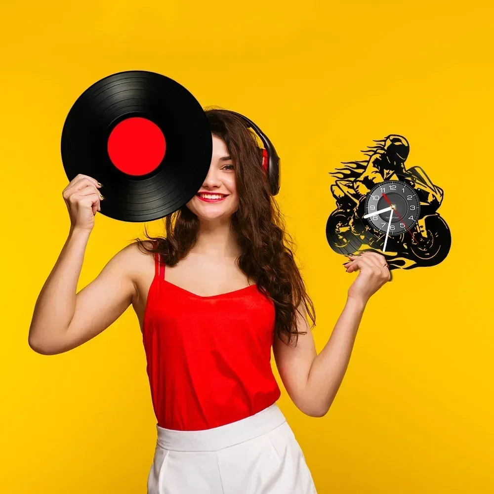 Виниловые настенные часы для мотоциклиста экстремальный свободный стиль