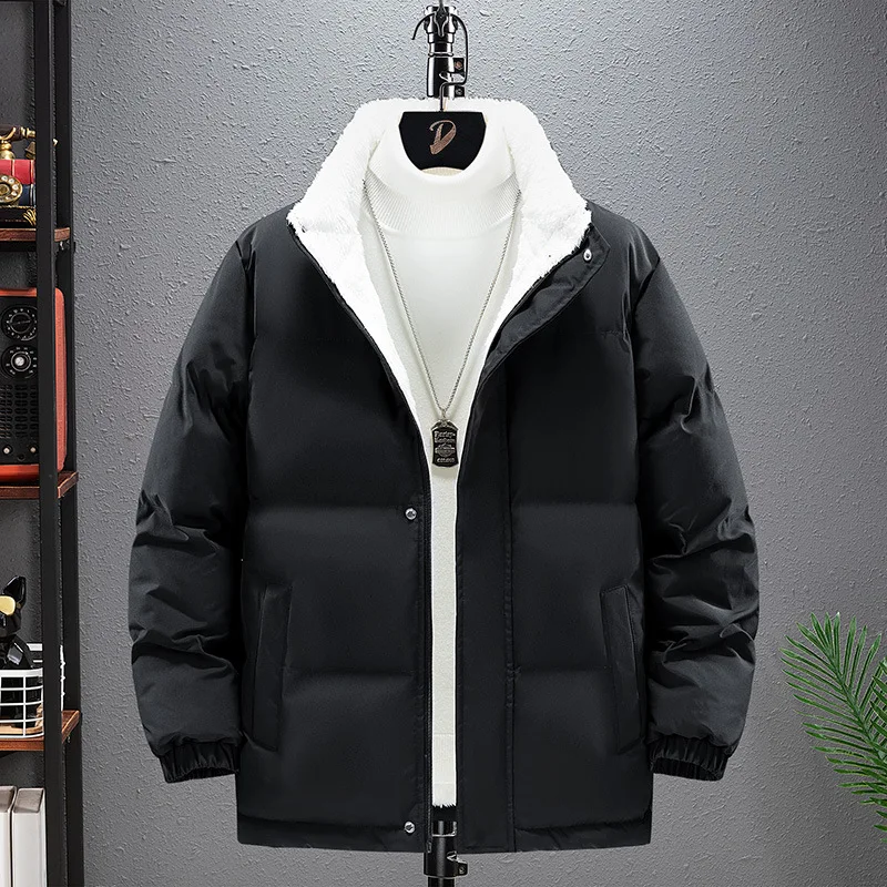 Men's Stand-up Collar Padded Jacket Winter Thickened Padded Coat Trend Loose Cotton Clothing Couples Winter Clothing