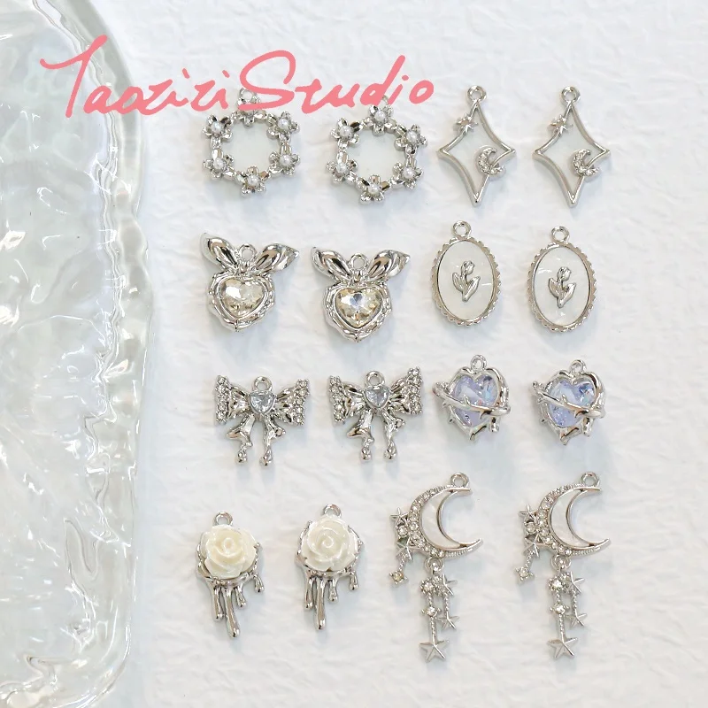 

Love Rose Bow Pendant DIY Beaded Material Loose Beads Original alloy