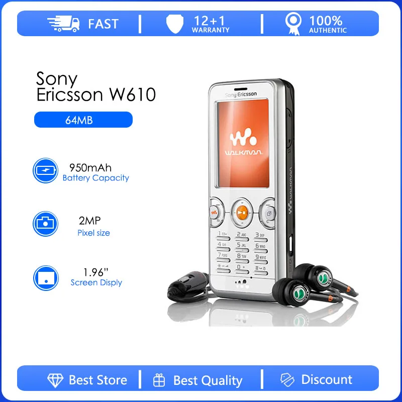 

Sony Ericsson W610 Refurbished-Original Unlocked W610i W610c GSM 850 / 900 / 1800 / 1900 1.96 inches 2 MP Free shipping