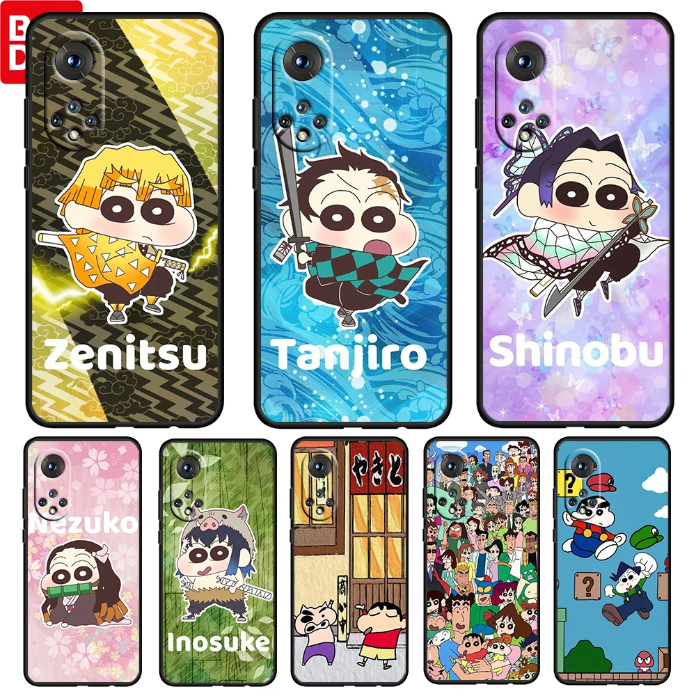 

Cute Crayon Shin chan For Honor 60 50 20 SE Pro X30 10X 10i 10 9X 9A 8X 8A Lite Silicone Soft TPU Black Phone Case Capa Cover