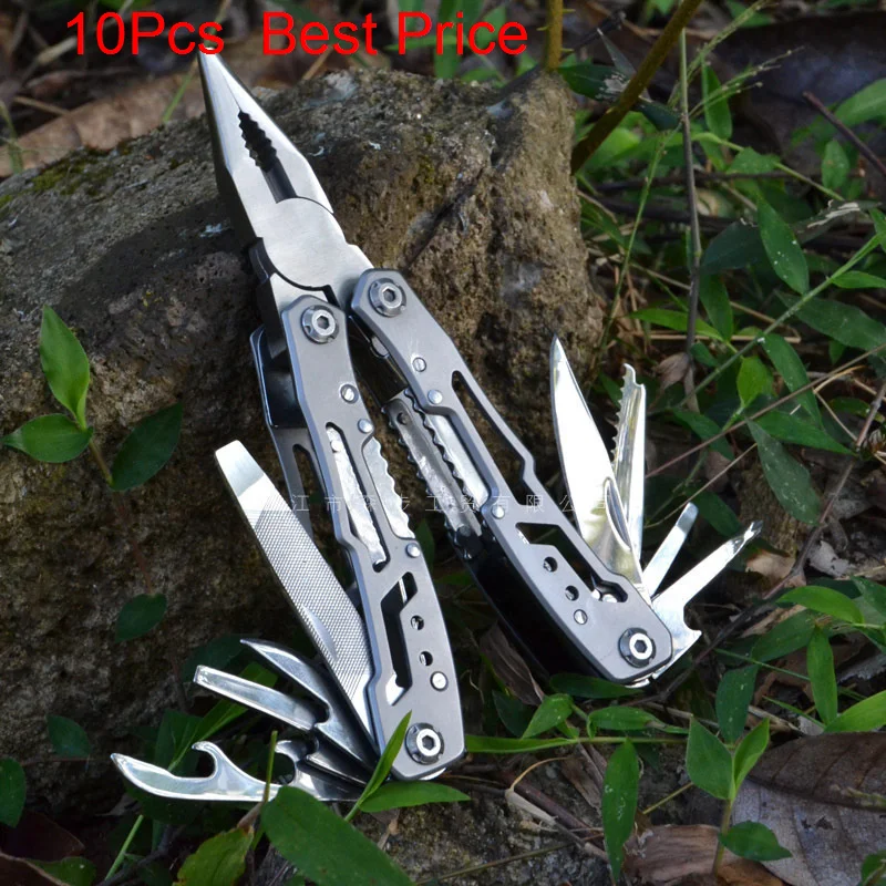 

10Pcs/lot Multifunction Stainless Steel Multi-tool Pocket Knife Pliers Folding Pliers Mini Portable Fold Multipurpose Tools