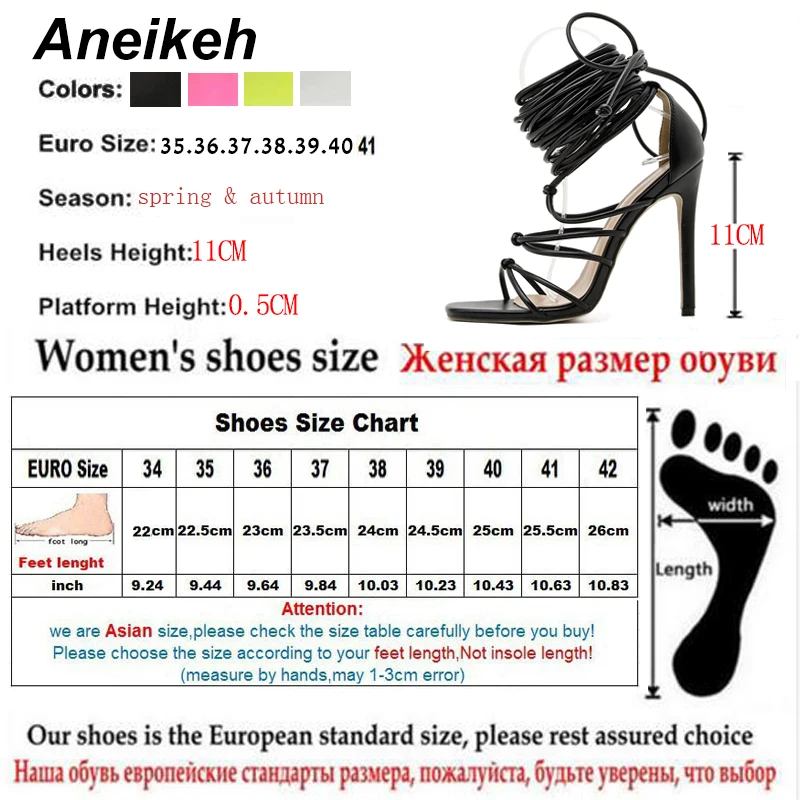 Женские черные босоножки Aneikeh на шпильке с квадратным носком, шнуровкой, множеством ремешков и узлом на щиколотке для вечеринок и летнего сезона. (art.: 3920dcf546ba5) - 3920dcf546ba5