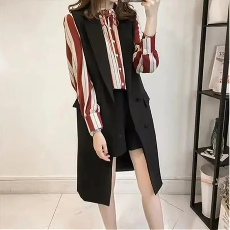 Новинка 2023 года повседневный пиджак женский жилет офисный длинный костюм жилеты