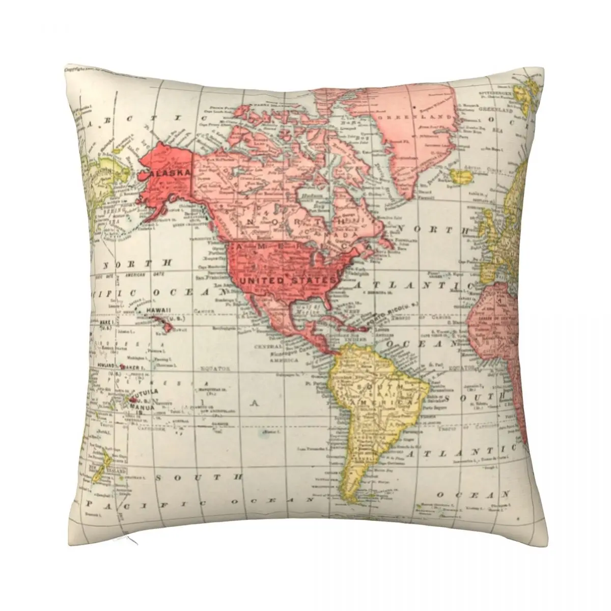 

Vintage Historical Detailed Red Yellow World Map Pillowcase Cushion Cover Gift Pillow Case Cover Home Drop Shipping 40*40cm