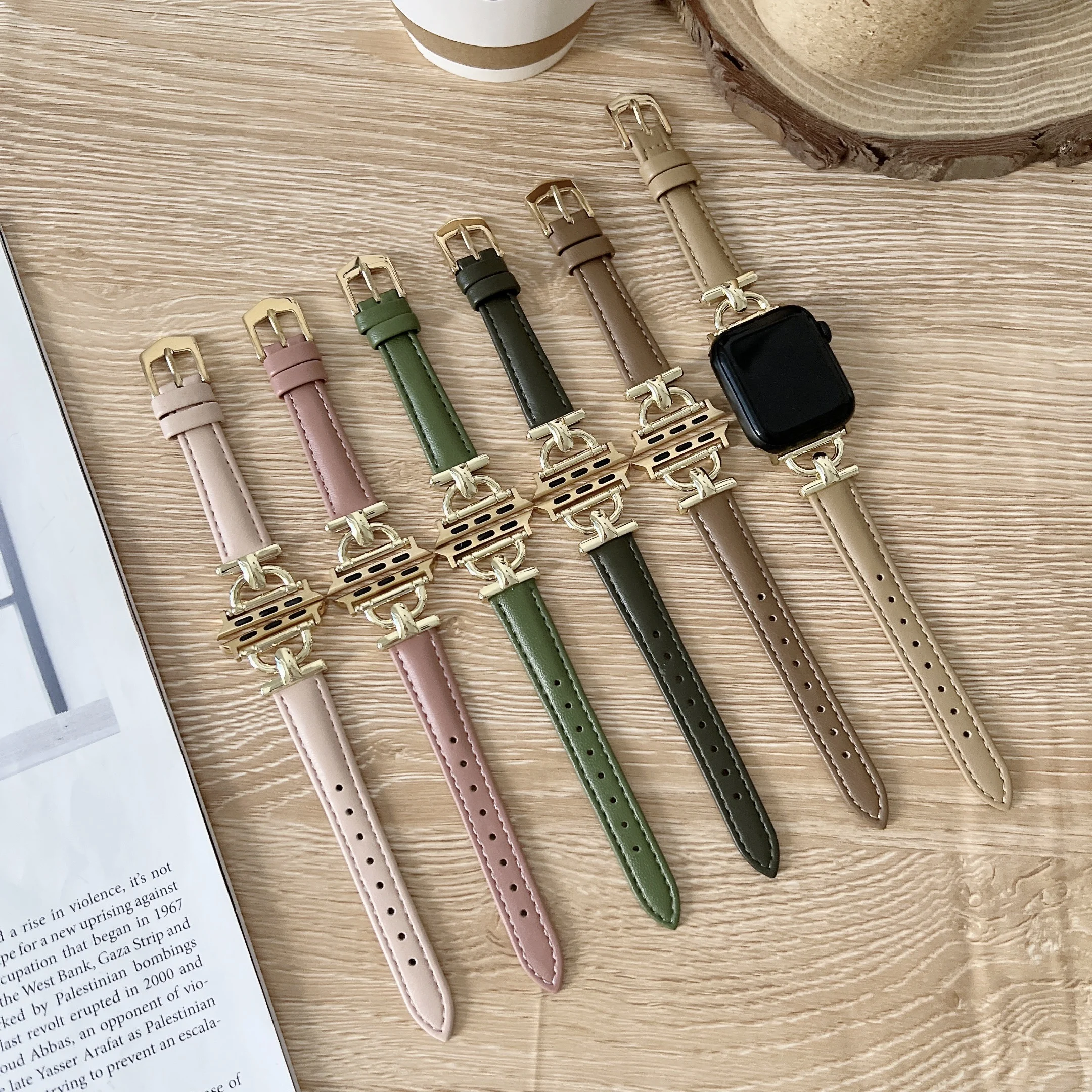 

Genuine Leather Strap for Apple Watch 7 41mm 45mm 38mm 42mm 40mm 44mm Slim Band for iWatch se 6 5 4 3 2 1 Correa Lady Wristband