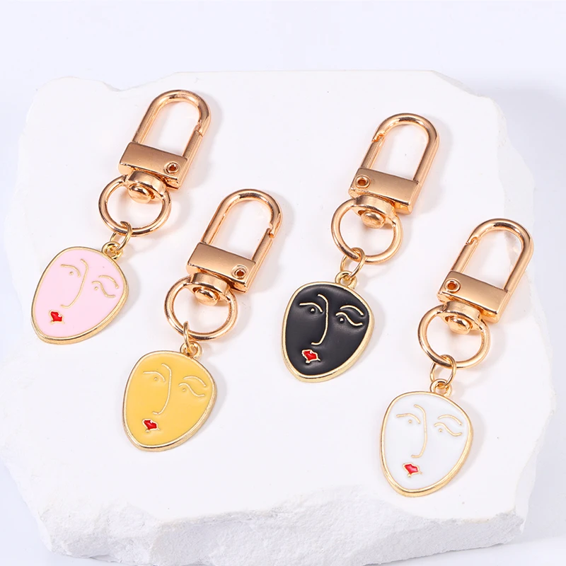 

Creative Design Abstract Art Women Face Charm Keychain For Women Girls Handbag Wallet Fashion Pendants Keyrings Jewelry Gifts