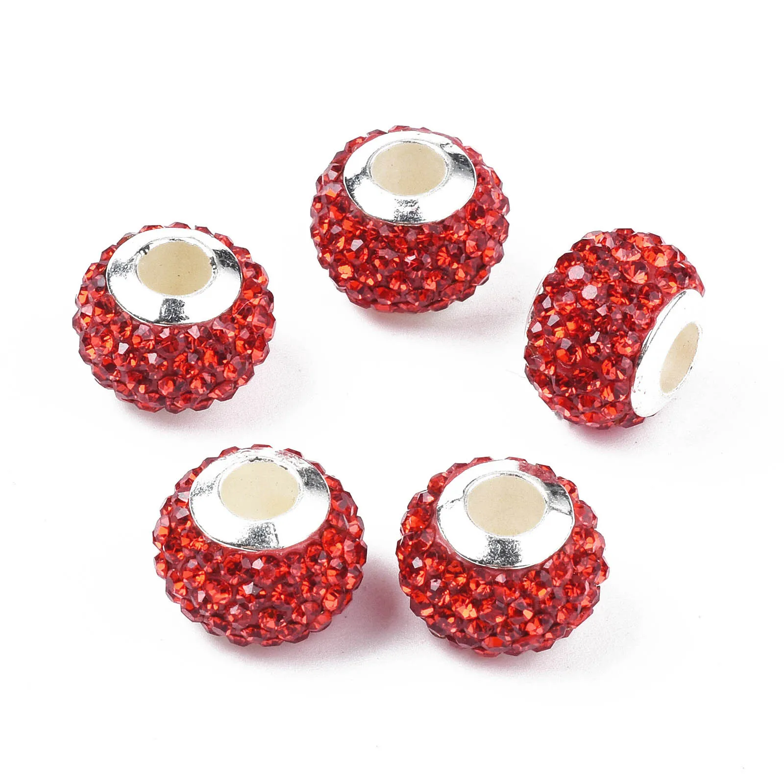 

100pcs Handmade Polymer Clay Rhinestone European Beads Large Hole Beads DIY Bracelet Necklace Jewelry Making
