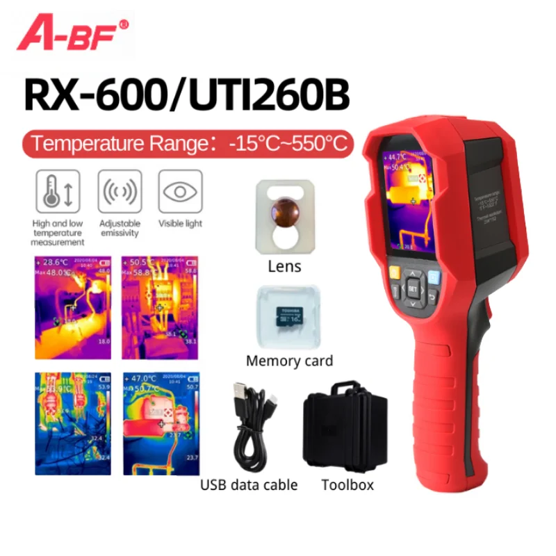 

A-BF UNI-T UTi260B RX-600 Infrared Thermal Imager Digital Thermal Imaging Camera Real Time Live Infrared Thermometer -15~550°C