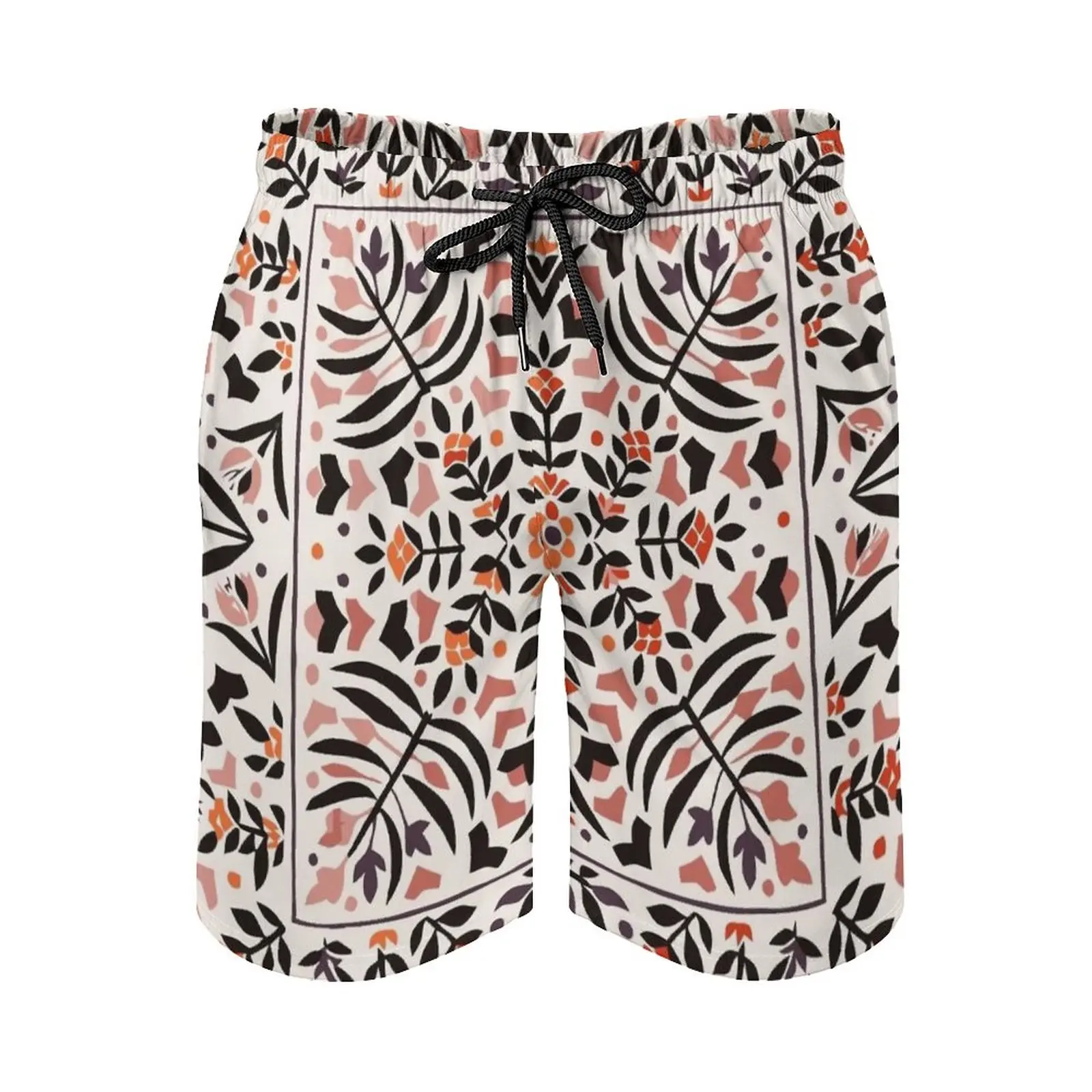 

Floral Oriental Vintage Style Illustration Men'S Beach Shorts Board Shorts Bermuda Surfing Swim Shorts Moroccan Sahara Boho
