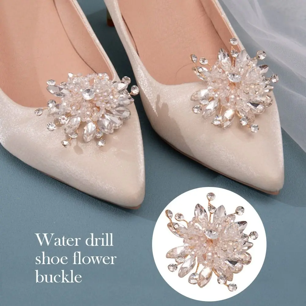 

1 пара блестящих бриллиантов свадебная брошь невесты шелковый цветок очаровательная Пряжка украшения для обуви зажим женский аксессуар на высоком каблуке