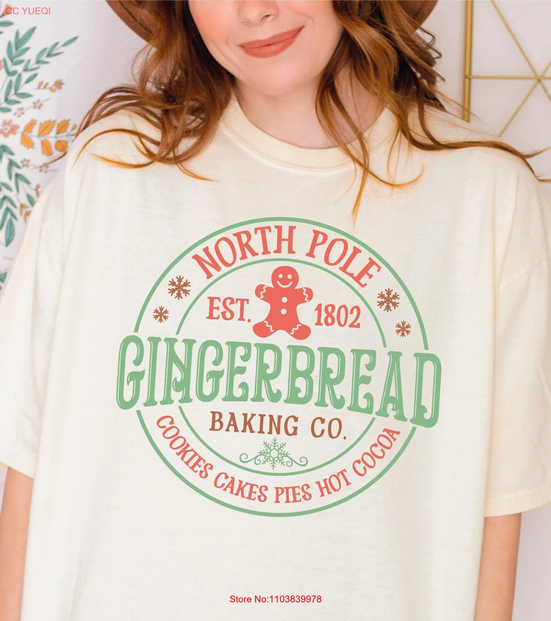 Comfort Colors North Pole Christmas T Shirt Claus Gingerbread Bakery Vintage Santa Cozy Holiday OF700