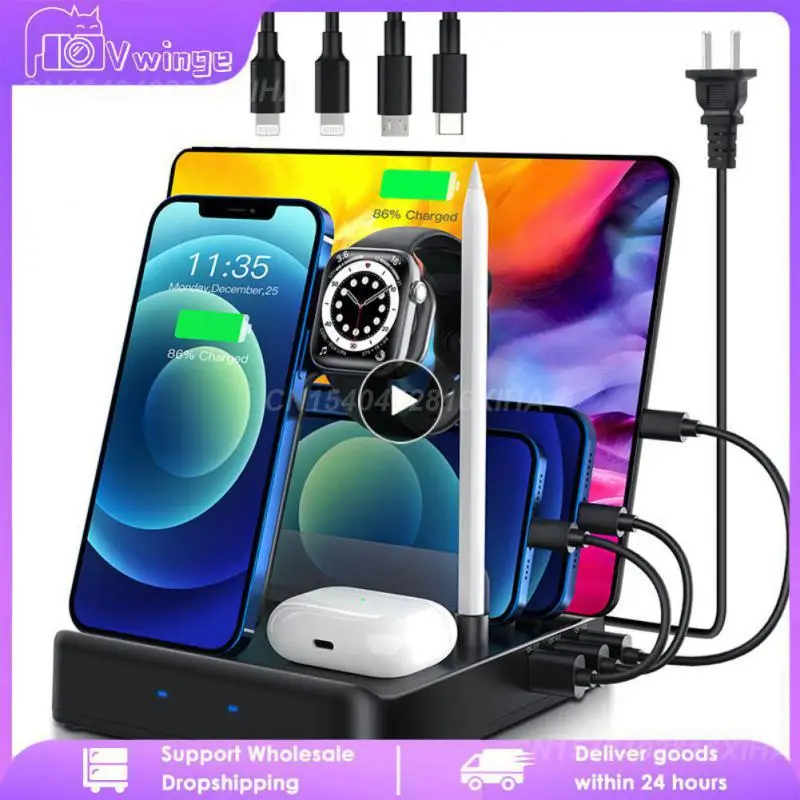 

Chargers Qi Universal Phone Holder Charge Stand For Xs Max Xr X 8 Charging Dock 7-in-1 Advanced Wireless Charger Pad Induction