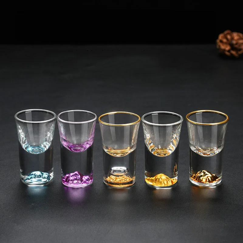 

6-pack 0.5 oz Mini Size Glasses Clear Cordial Tequila Glasses Whiskey Shot Glass Set Spirit Glasses with Gold Edge Holographic
