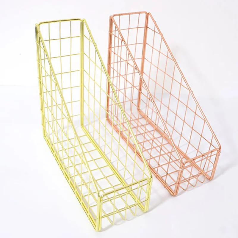 

Electroplated Iron Book Holder Desktop Shelf File Magazine Book Stand Office Home Stationery Organizer Holder