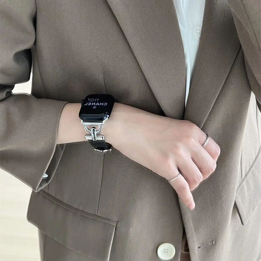 Luxury Fashion Leather Strap For iwatch Series 7 SE 6 5 4 Business Watchband For Apple Watch Band 41mm 45mm 38mm 42mm 44mm 40mm