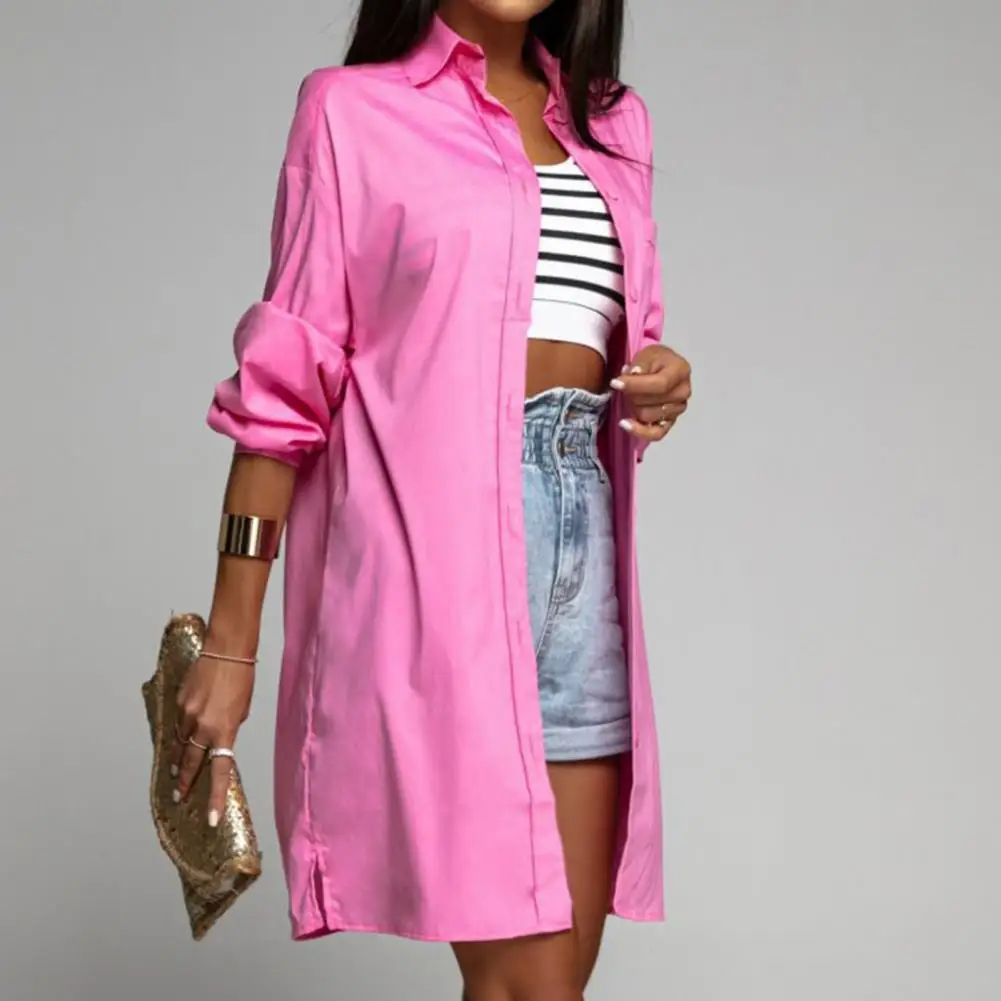 

Breathable Anti-Fade Single Breasted Solid Color Lady Shirt Streetwear