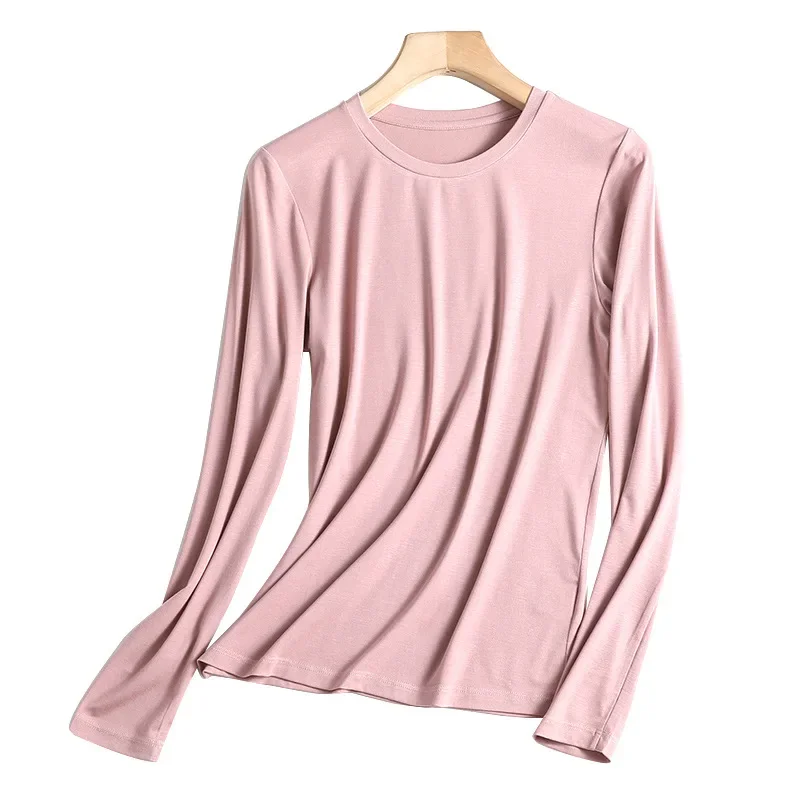 MRMT 2024 Brand Women's T-Shirt Multi-Color Anti-Static Long-Sleeved V-Neck Knitting Line Solid Color Bottoming Woman Shirt