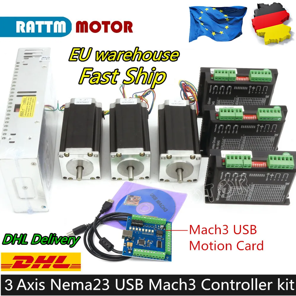 『 EU Stock 』 трехосевой фонарь Nema23 425Oz-in шаговый двигатель + Драйвер CW5045 4,5a 50V/DC + плата для гравировки с ЧПУ