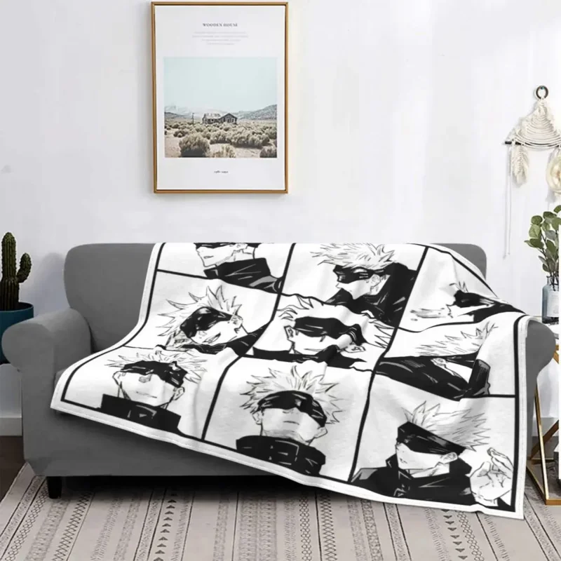 

G-ojo Sat-oru одеяла фланелевые всесезонные пледы в клетку из аниме джутсу кайсен, легкие Пледы для дивана, наружное покрывало