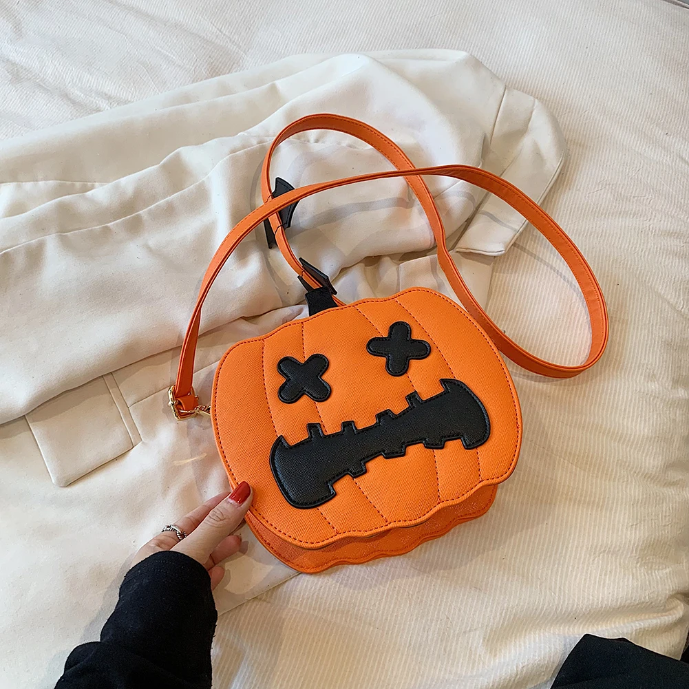 

Halloween Daily Shoulder Bag Solid Color Pumpkin Gothic Novelty Shoulder Bag PU Leather Adjustable Strap for Traveling Vacation