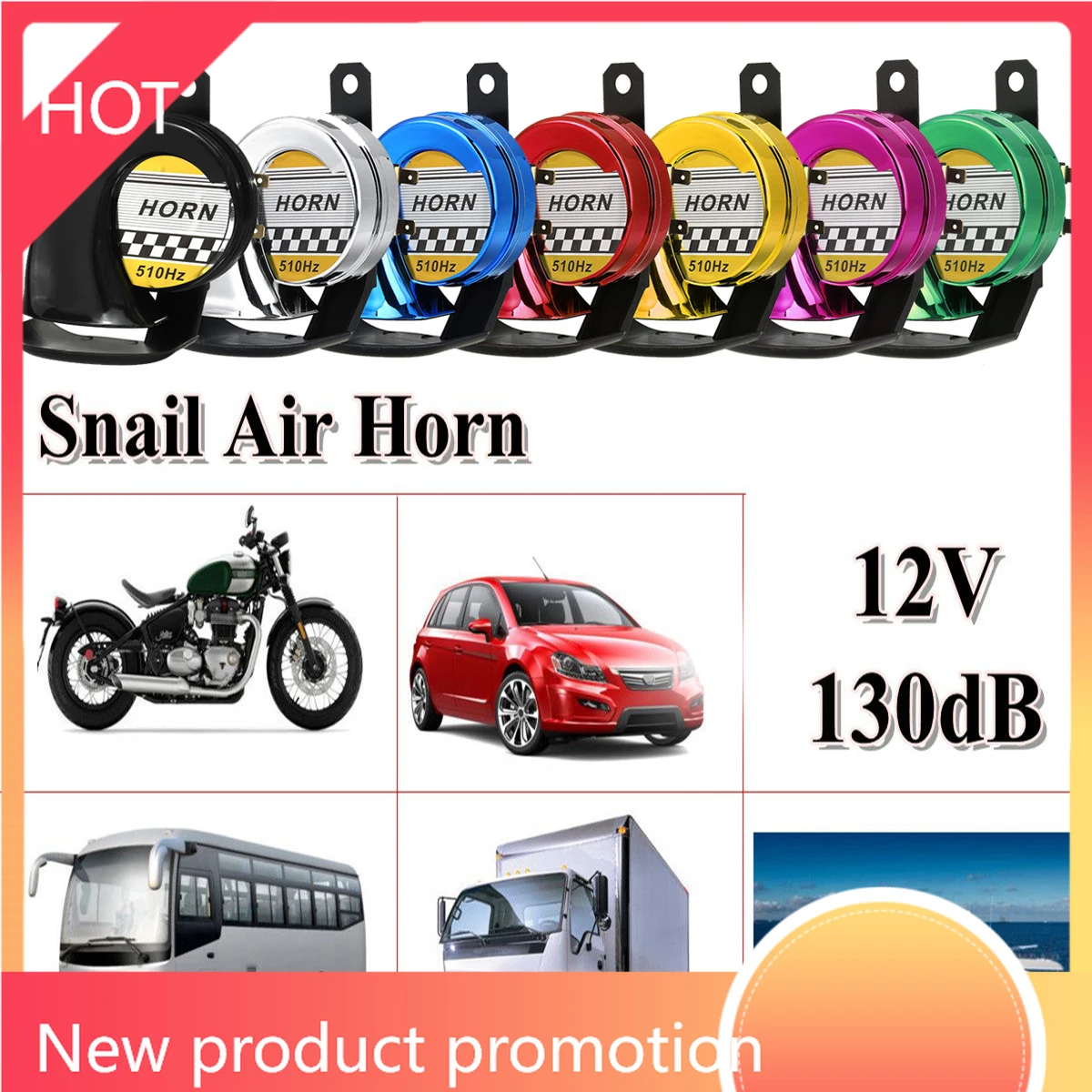 

7-Sound Loud Car Warning Alarm Police Fire Siren Air Bugle PA Speaker 12V Siren Air Horn Megaphone Car Horn 110DB