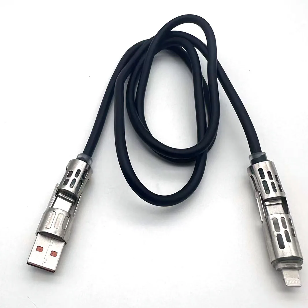 Фото Кабель для передачи данных 4 в 1, 240 Вт, сверхбыстрая зарядка, USB Type-C, из жидкого силикона и алюминиевого сплава, для iPhone, Huawei, Samsung, Xiaomi №5