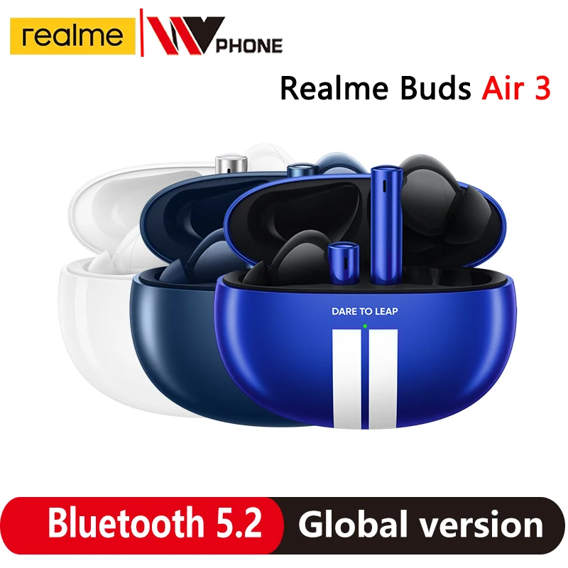 

2023 наушники Realme buds air 3 Bluetooth 5,2 с длительным сроком службы батареи, наушники с активным шумоподавлением 42 дБ, водонепроницаемость IPX5