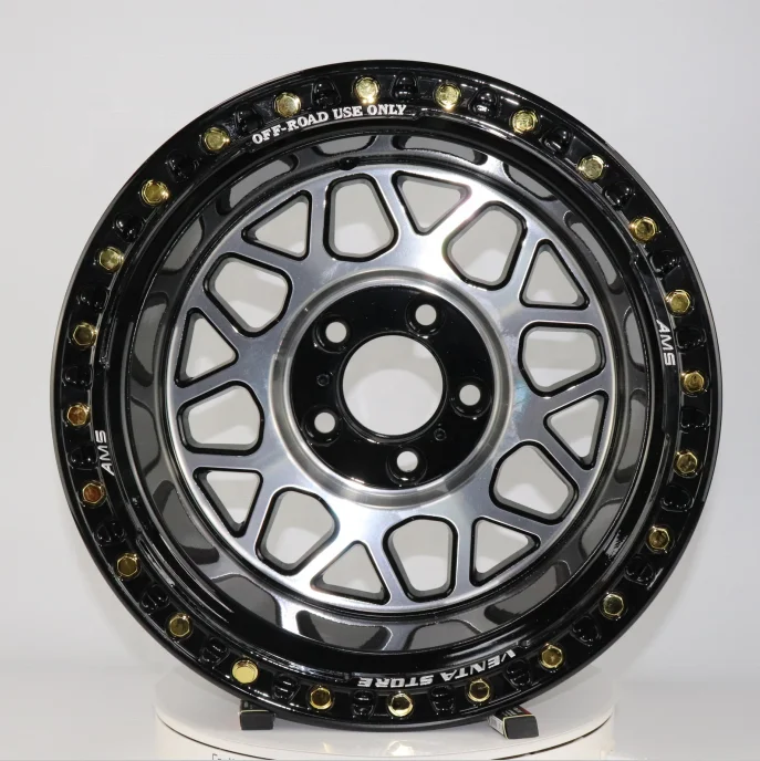 

15 inch 15x10 car wheels 4x4 off road 5x114.3 alloy rims ET-44 mm black machine face and lip