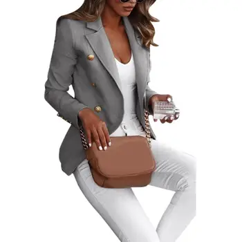 Blazer Solid Color Jacket Women Coat Suit Lapel Long Sleeve Suit Jacket Plus Size Button Jacket Coat 1