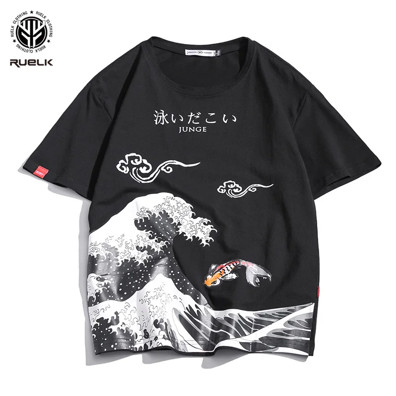 

Funny Anime Oversized T Shirt Men Summer Fashion Hip-Hop Cotton Cartoon Fish Print T-shirt O-neck Male Causal Tshirts Top Tee