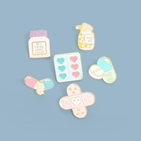 2pcs exquisite cartoon cute mini band aid pill capsule shape letter brooch paint badge enamel pin pin fashion metal brooches