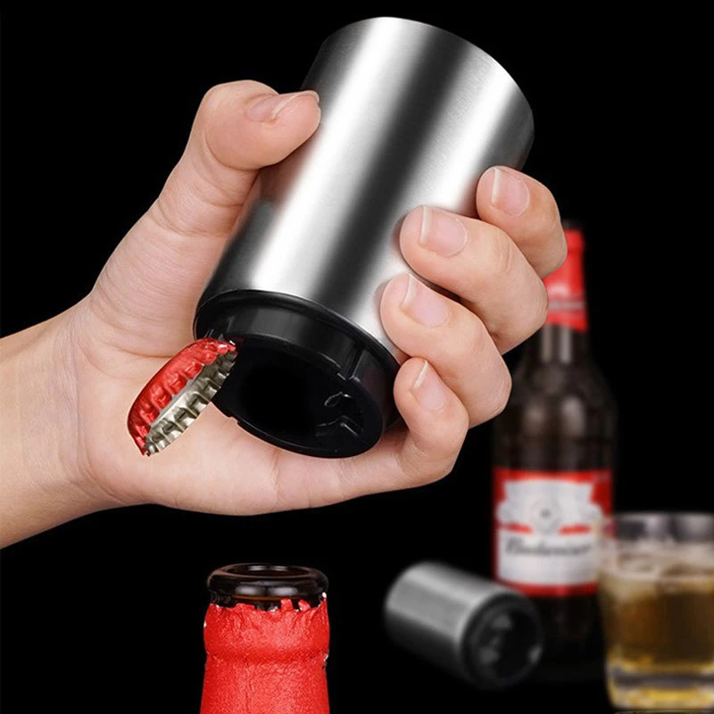

Opener Magnet Automatic Beer Beer Opener Stainless Steel Push Down Opener Wine Beer Soda Cap Opener Kitchen Accessories
