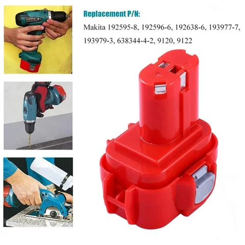 Аккумулятор для электроинструмента Makita PA09 9120 9134 9135A 9102 6207D 6261D 192595-8 192596-6