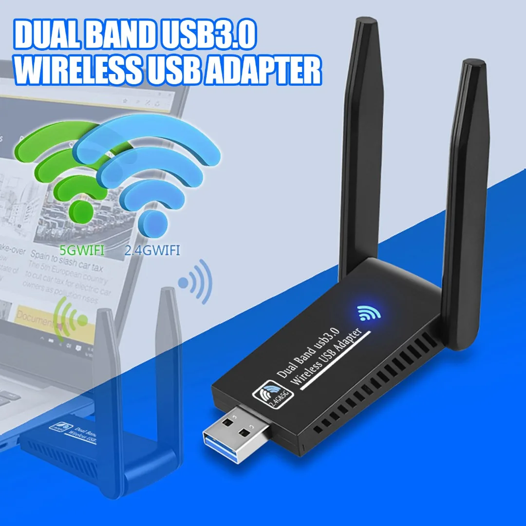 

1pc USB Wifi Receiver Dual Band 2.4G+5.8G Wireless Network Card Dual Frequency Driver-free Computer Connection For Windows Vista