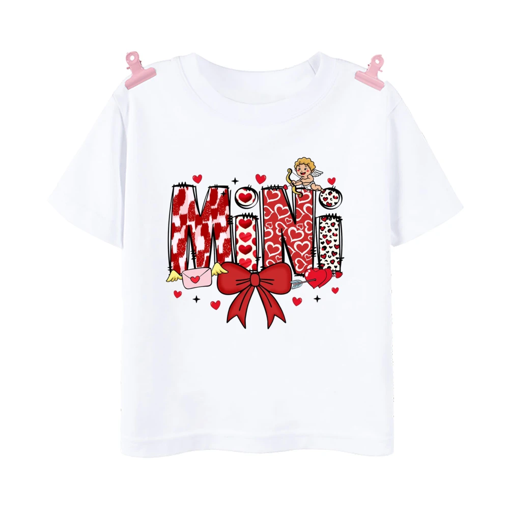 Семейные рубашки с мини-принтом Мама наряд на День святого Валентина одинаковая