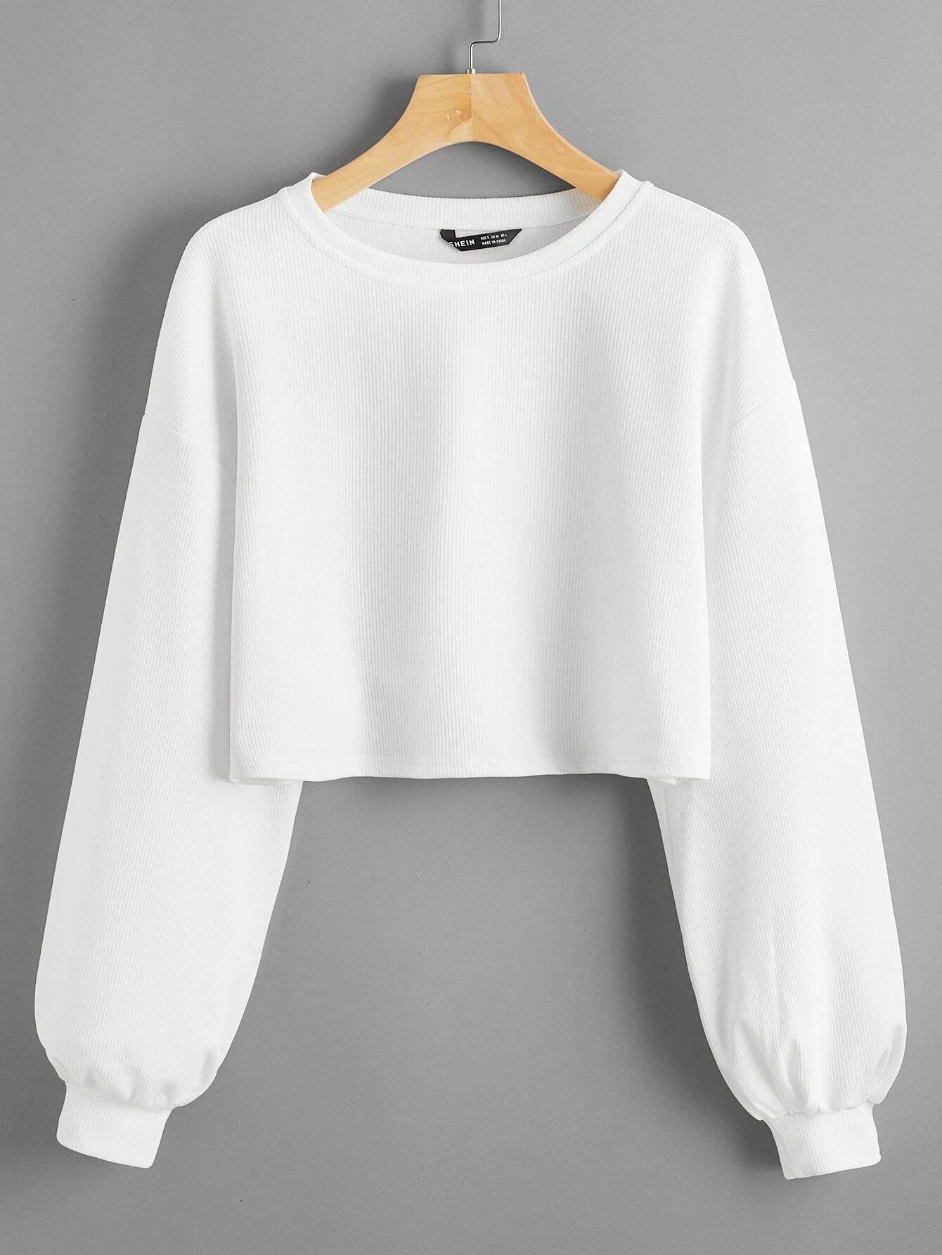 

tops Ribbed Drop Shoulder Crop Top