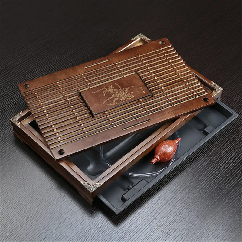 

Поднос для чая из массива дерева, поднос для дренажа воды, искусственный ящик для чайного набора, чайный столик, инструменты для китайской чайной церемонии