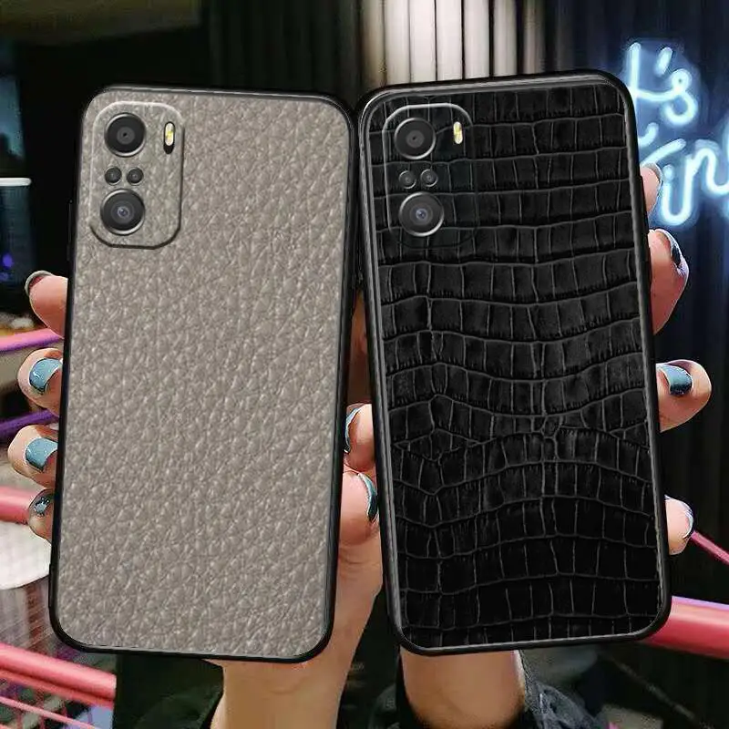 

Chic leather pattern Phone Case For xiaomi mi 11 Lite pro Ultra 10s 9 8 MIX 4 FOLD 10T 5g Black Cover Silicone Back Prett
