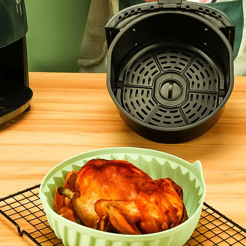 

19/22cm Second Generation Air Fryers Oven Baking Tray Fried Chicken Basket Mat Airfryer Silicone Pot Round Grill Pan Accessories