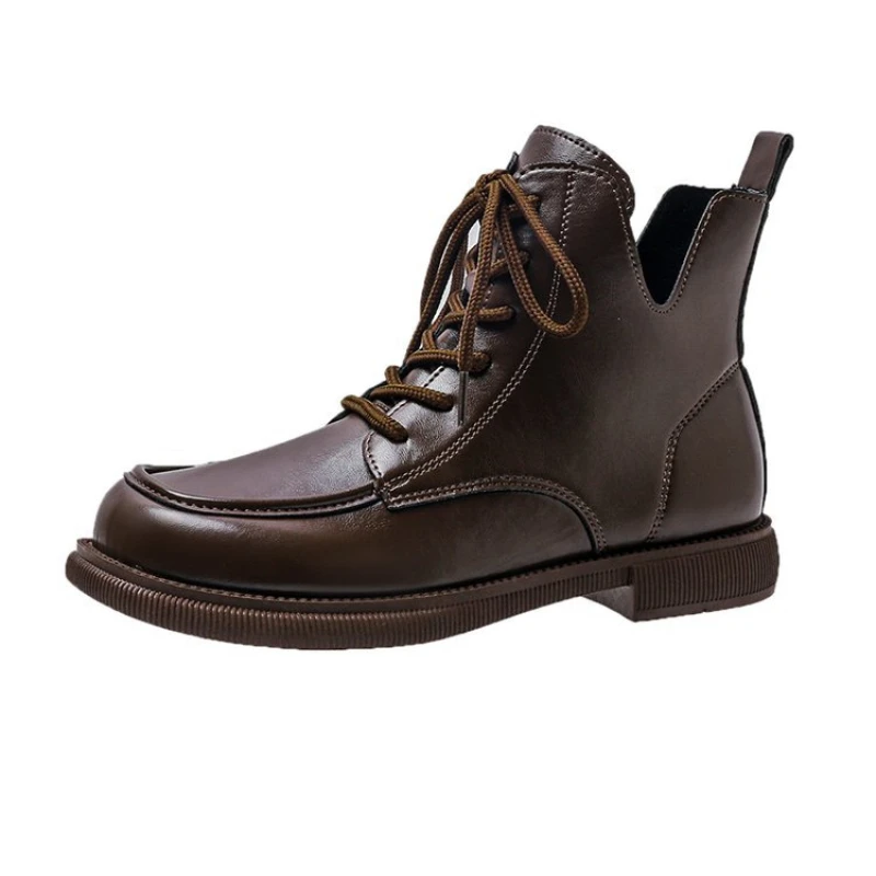 

Women Outdoor Snow Boots Thick Heel Short Warm Lace Up Fashion Shoes Middle Solid Color Breathable Autumn