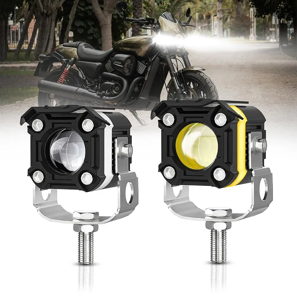 

S12 Motorcycle LED Headlight ZES-3575 LED Chips 60W 6000LM 6000K/3000K IP68 Waterproof DRL Spotlights Pack Of 2