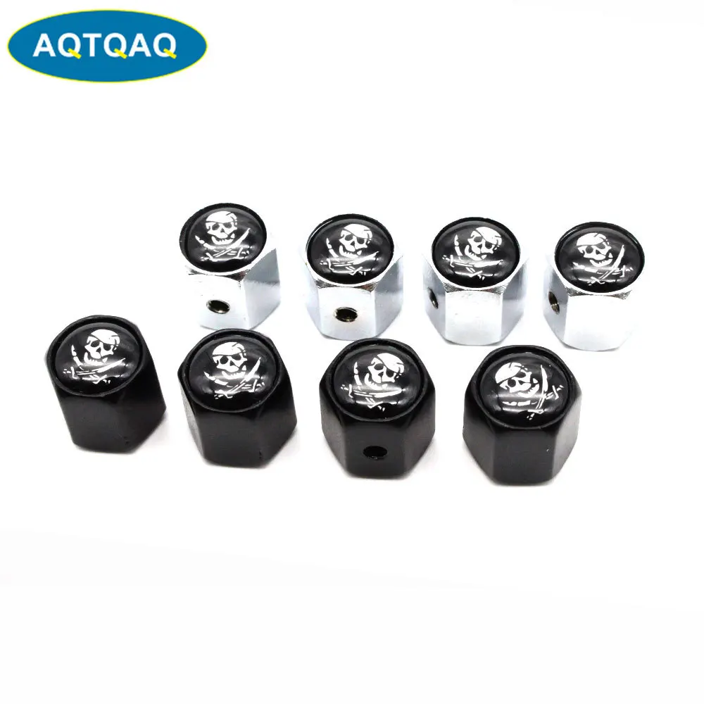 

5 Pcs/Set Car Styling Zinc Alloy Anti-theft The Skull Of Pirate Logo Car Tire Valve Caps Wheel Tires Tire Stem Air Cap Airtight