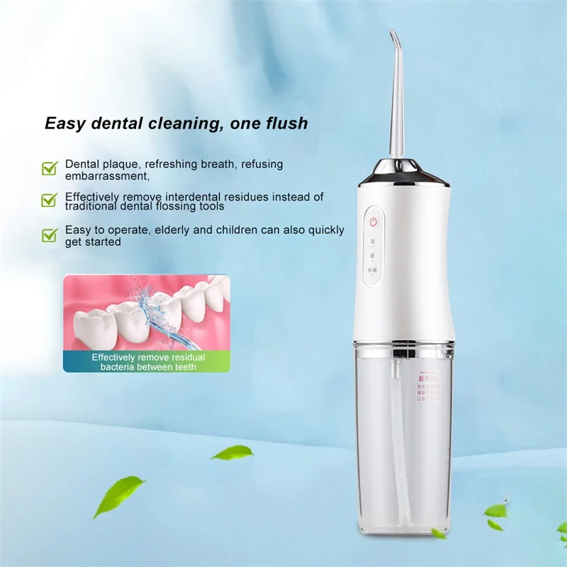 

220ml Portable Oral Irrigator Cordless Dental Water Flosser For Teeth Cleaning Teeth Whitening 3 Pressure Mode 4 Jet Tip IPX7