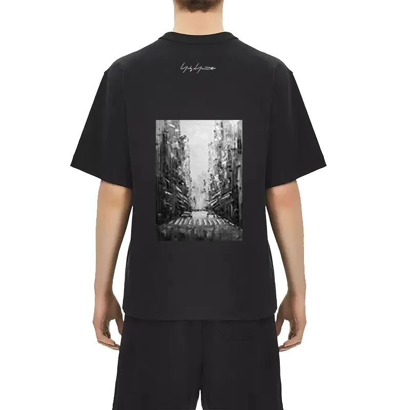 

Летняя мужская футболка Y-3 Yohji Yamamoto 2023, Свободный Топ с коротким рукавом и абстрактным фотографическим принтом Y3 для мужчин и женщин